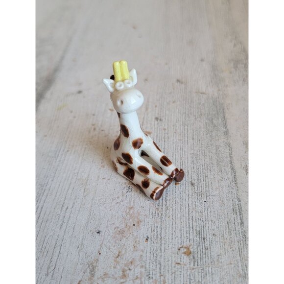 Mini giraffe ceramic vintage figurine Unique home decor zoo animal - Picture 1 of 6